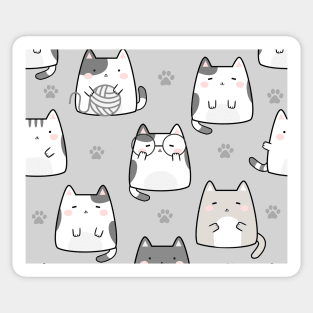 Kawaii Cats and Yarn Sticker